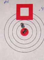 100 yard target shot with factory Hornady load with 40gr V-Max bullet.