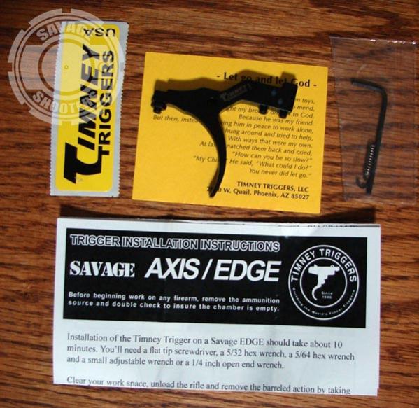 Contents of the package include the trigger, instructions, hex wrench and a spare e-clip.