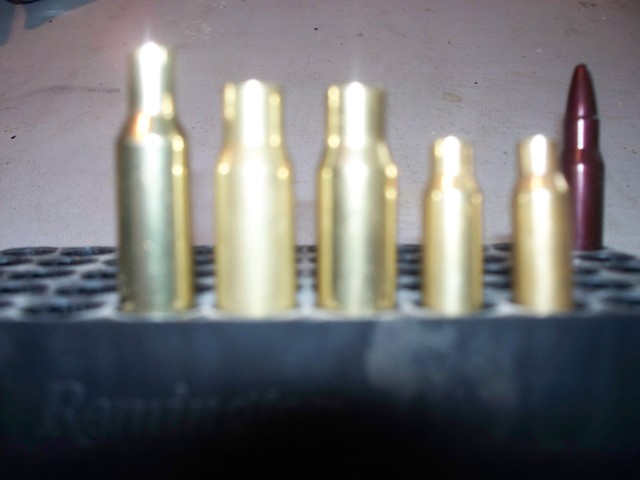 From Left to Right

Corncob cleaned 6mm
Ceramic .308 before break-in
Ceramic .308 after break-in
Ceramic .223 before break-in
Ceramic .223 after break-in