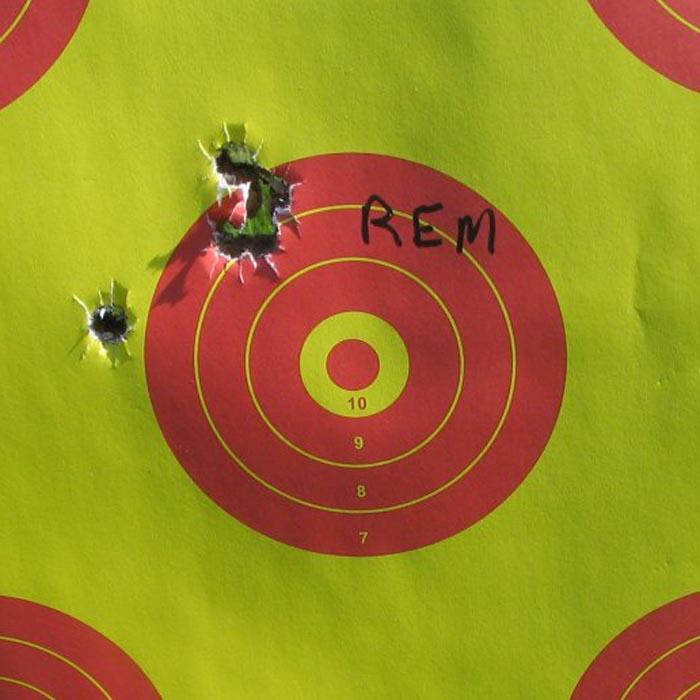 Group shot with Remington Core-Lokt Ultra Bonded 2-3/4&amp;quot; saboted slugs