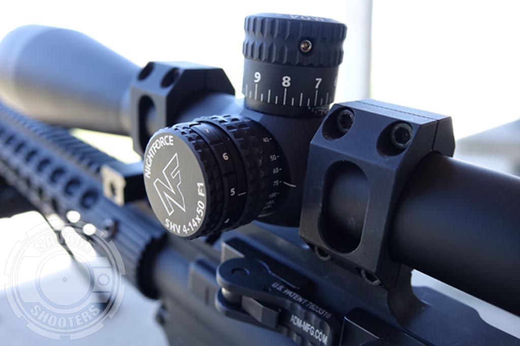 The reticle illumination dial is neatly combined with the side-focus knob assembly on the SHV