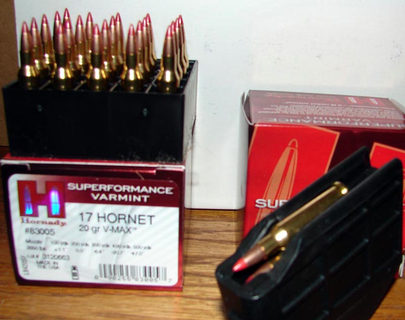 Hornady SuperPerformance ammunition loaded with the 20-grain V-MAX bullet with a 3,650fps muzzle velocity.
