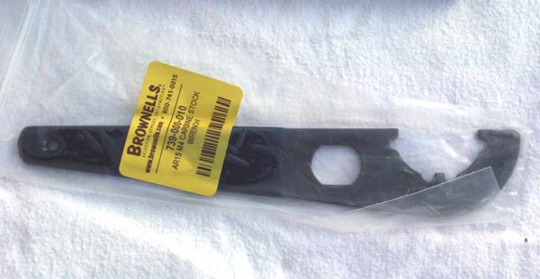 A M4 stock wrench from Brownells is packaged with the M10BAT/S-K.