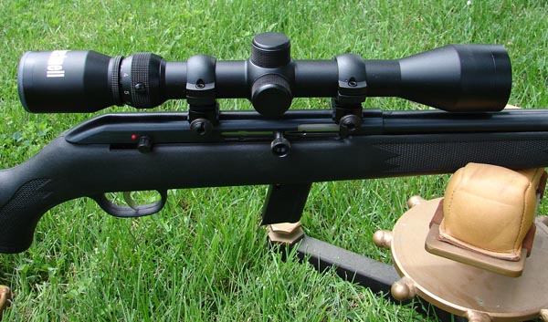 The scope included in the 64FV-XP package is a Bushnell model rather than a Simmons as typically found on the centerfire package guns.