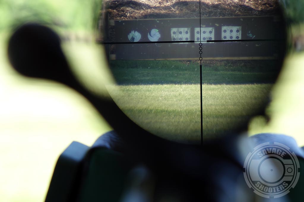 Looking through the Nikon 3-9x40mm optic at targets positioned at 100 yards.